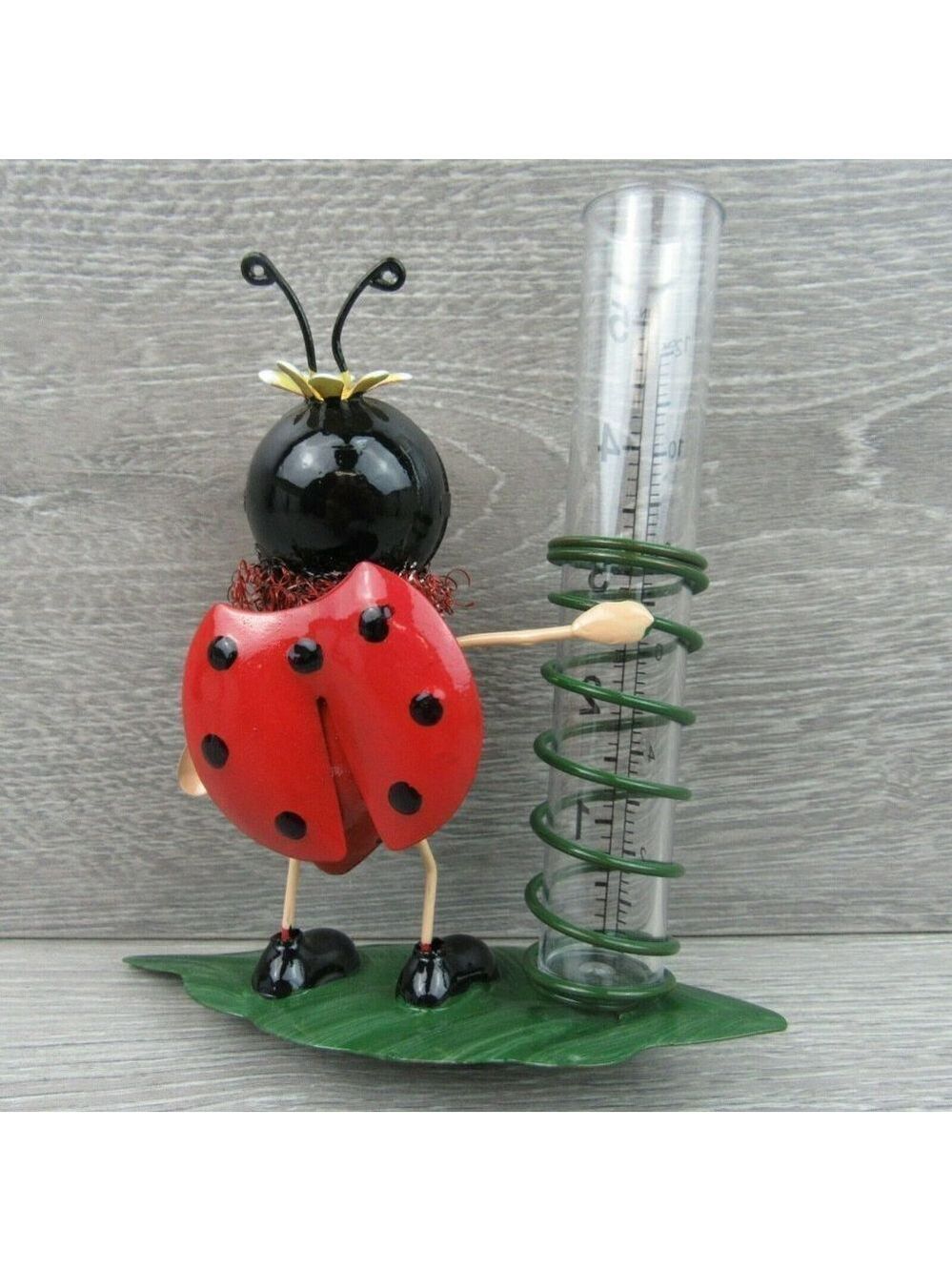 Yard Decor Garden Outdoor Ladybug Rain Gauge - Picture 7 of 12